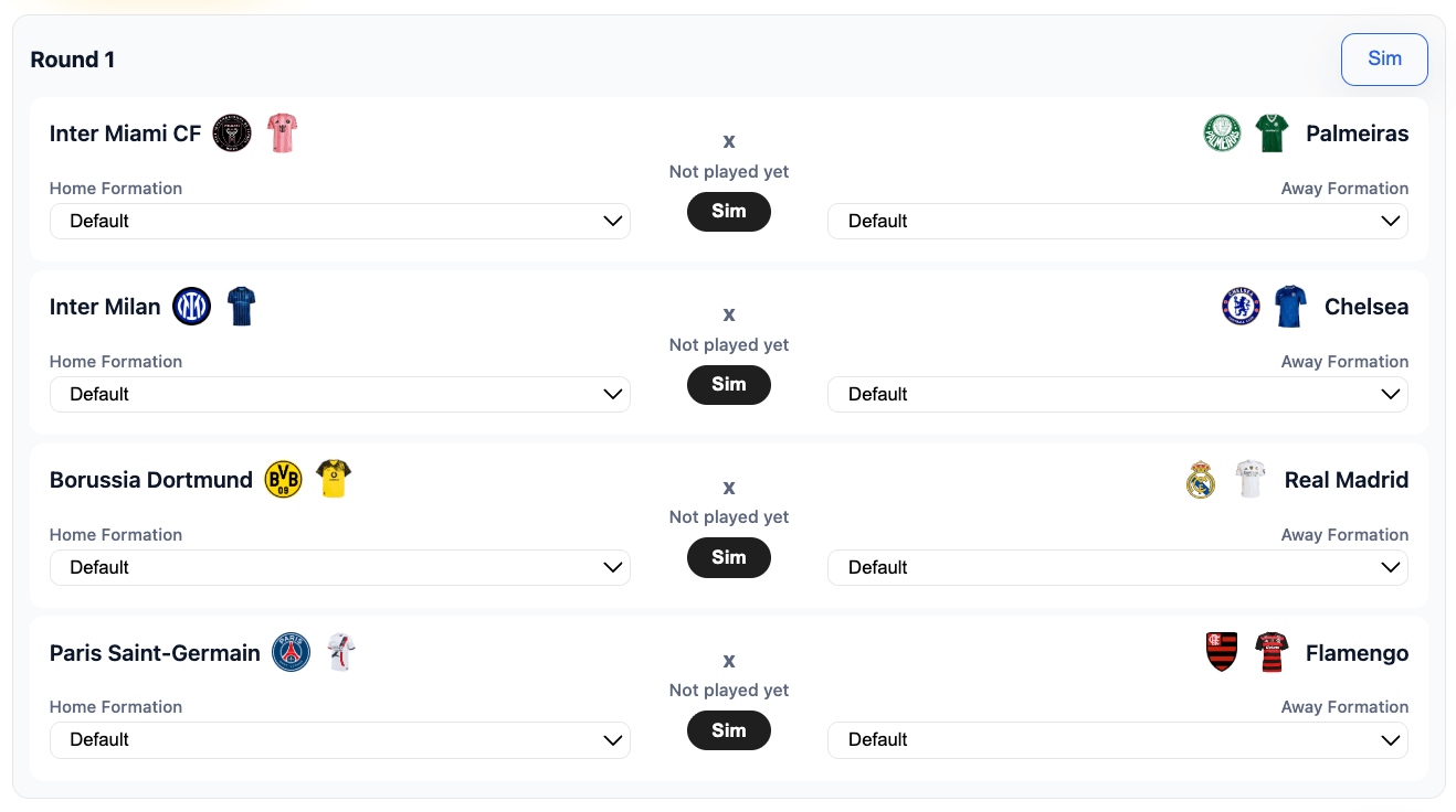 League standings view