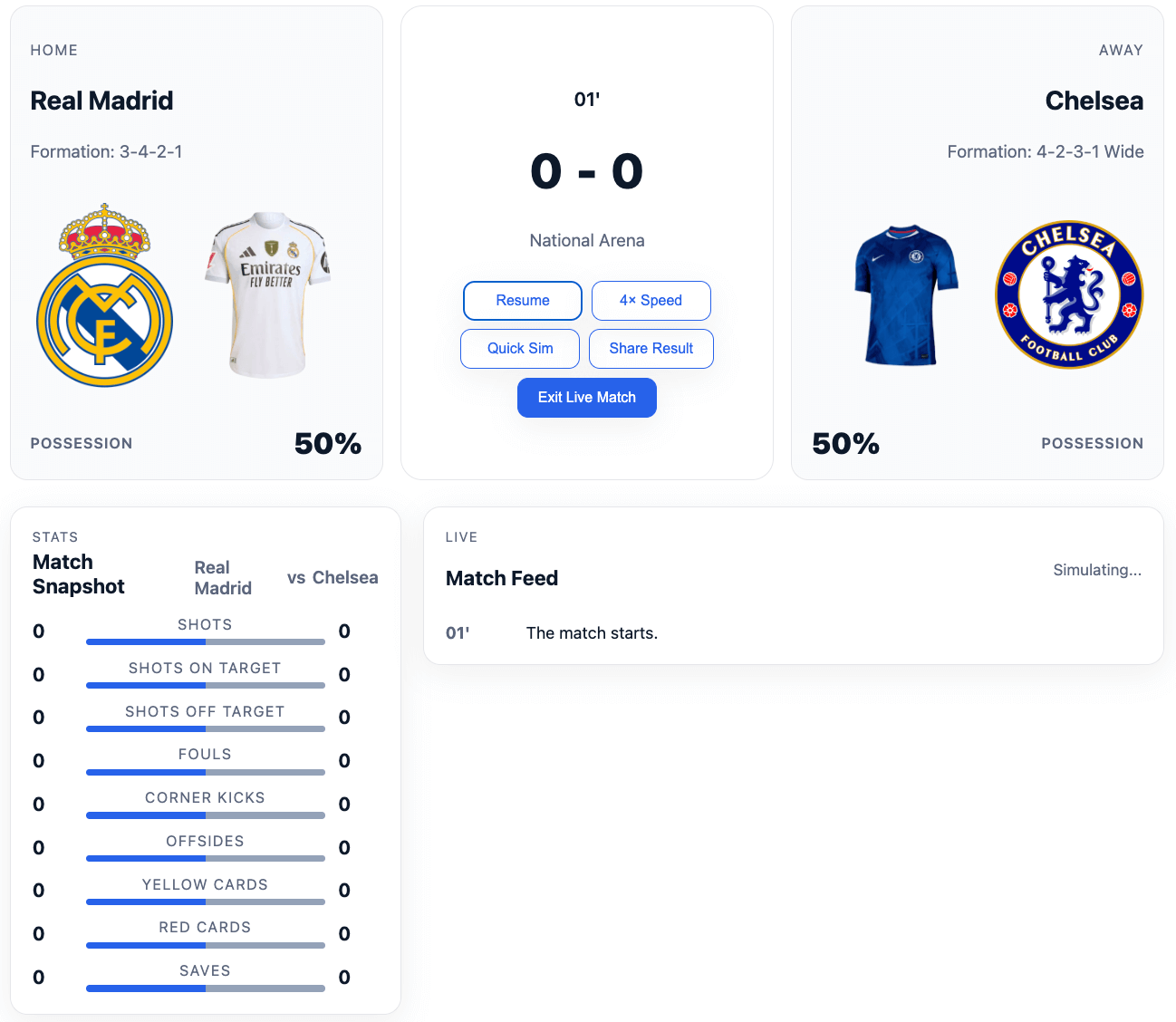Quick Match simulation screen 2