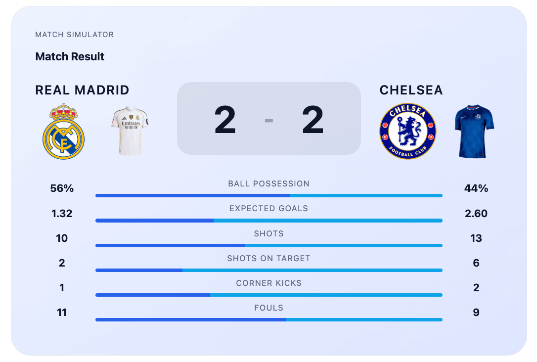 Quick Match simulation screen 3